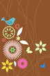 Retro flora and fauna wallpaper