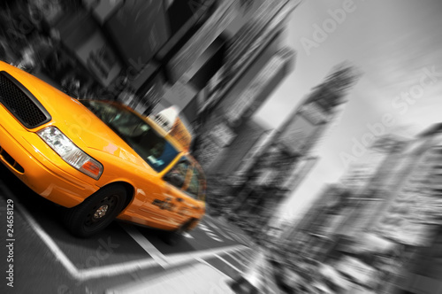 Fototapeta New York City Taxi, Blur focus motion, Times Square