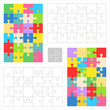 Jigsaw puzzle blank templates and colorful patterns