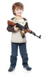 Portrait of little boy with automatic weapon (Kalashnikov) Portrait of little boy with automatic weapon (Kalashnikov)