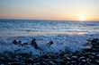 Waves on Beach during Sunset