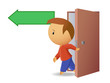 Men exit from the door