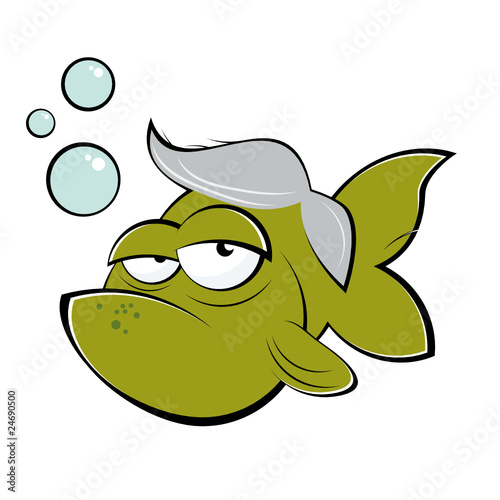 fisch cartoon lustig müde senior
