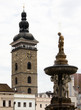 Ceske Budejovice - Black Tower and Samson's fountain