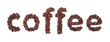 coffee background: letters made from roasted coffee beens