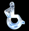 Universal wheelchair symbol in glass (3d) Universal wheelchair symbol in glass (3d)