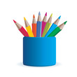 Vertor colorful set pensils in box Vertor colorful set pensils in box