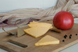Still-life with cheese and tomato.