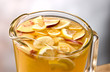 blanca sangria with pieces of apple, banana, oranges and lemon blanca sangria with pieces of apple, banana, oranges and lemon