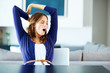 Yawning - Portrait of a tired young female at home