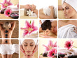 A collage of spa treatment images with young women A collage of spa treatment images with young women