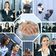 A collage of business theme images with young people A collage of business theme images with young people