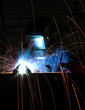 Welder making box section from steel Welder making box section from steel