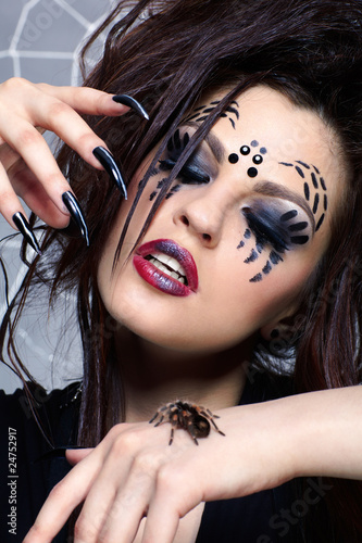 Photo: spider girl and spider Brachypelma smithi spider girl and spider Brachypelma smithi