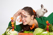 Girl and pygmy rabbit