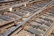 Close up a rail and railway cross ties Close up a rail and railway cross ties