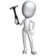 3D Man Figure Holding Hammer in Hands