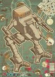 Mech warrior design on hectic technology background.