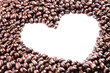 Coffee beans in the outline of a heart, closeup Coffee beans in the outline of a heart, closeup