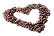 Coffee beans in the shape of a heart, closeup Coffee beans in the shape of a heart, closeup