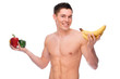 Naked man with fruit and vegetable Naked man with fruit and vegetable