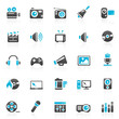 blue entertainment icons - set 11
