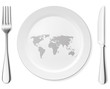 Vektor: World on the white plate plate World on the white plate plate