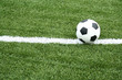 Soccer field with white lines on grass