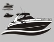 Silhouette of motor yacht logo/icon