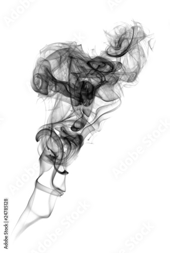 Photo: Black smoke isolated on white background Black smoke isolated on white background