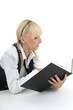 schoolgirl reading book