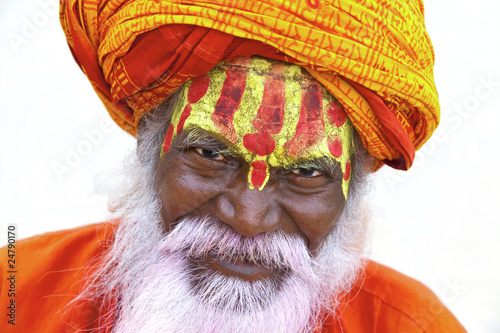 Photo: Portrait of a old Sadhu at the ghats in Varanasi, India. Portrait of a old Sadhu at the ghats in Varanasi, India.