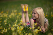 Photo: Girl in larkspur field Girl in larkspur field