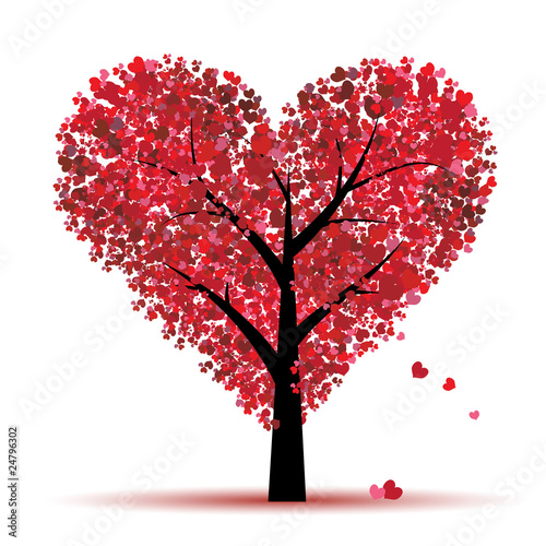 Vector: Valentine tree, love, leaf from hearts Valentine tree, love, leaf from hearts