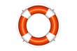 Orange life buoy with rope isolated
