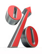 Large percent symbol with arrow directed to top