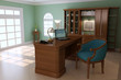 3d rendering luxury classic study room