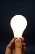 Hand holding a Bright Light Bulb Hand holding a Bright Light Bulb