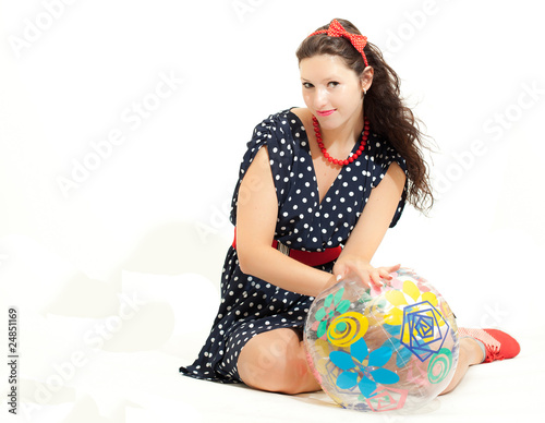 Foto: Wasserball und Frau Wasserball und Frau
