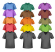 Black and colored t-shirts. Photo-realistic vector. Black and colored t-shirts. Photo-realistic vector.