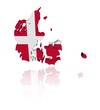Denmark map flag 3d render with reflection illustration