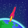 Rocket flying into space