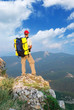Man tourist in mountain