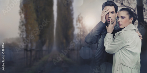 Photo: Panoramic image of a beautiful young couple Panoramic image of a beautiful young couple
