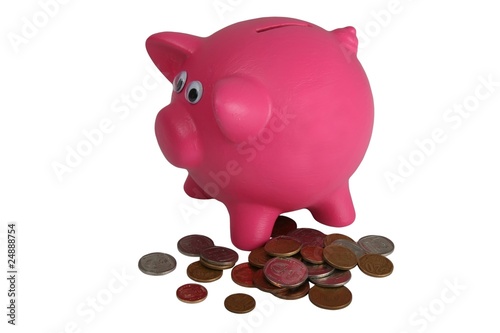 Photo: Piggy Bank and Coins Piggy Bank and Coins