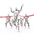 The robot crosses the finish tape