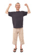Photo: relax smiling man with arms up isolated on white relax smiling man with arms up isolated on white