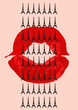 Vektor: paris theme illustration with sexy lips print paris theme illustration with sexy lips print