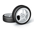 new wheels on shiny disks from a modern auto new wheels on shiny disks from a modern auto