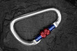 Carabiner on rock